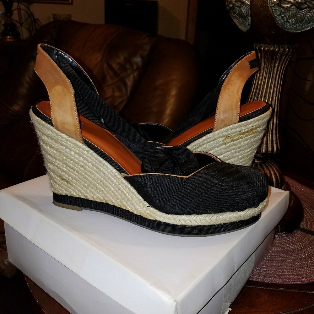 Espadrille wedges, wrap around.